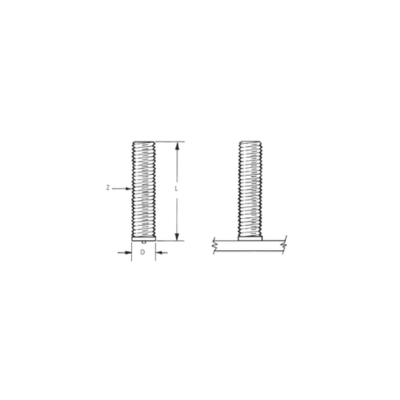 CD Threaded Non Flanged Weld Studs